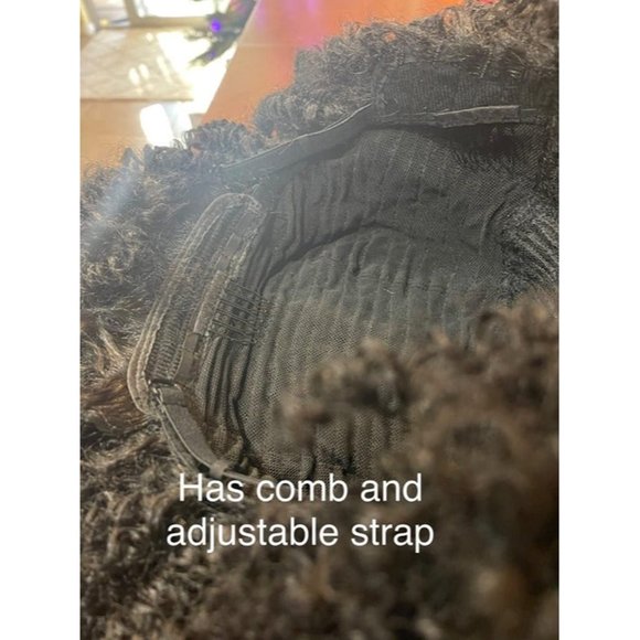 12" Afro Soft & Natural Kinky Curly w/ Bangs Wig Natural Black - Picture 8 of 8